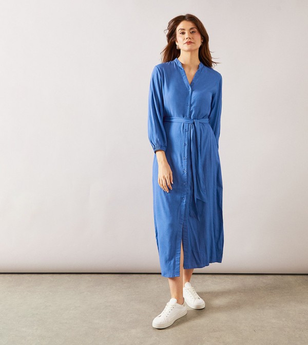 Hem Button Through Midi Dress