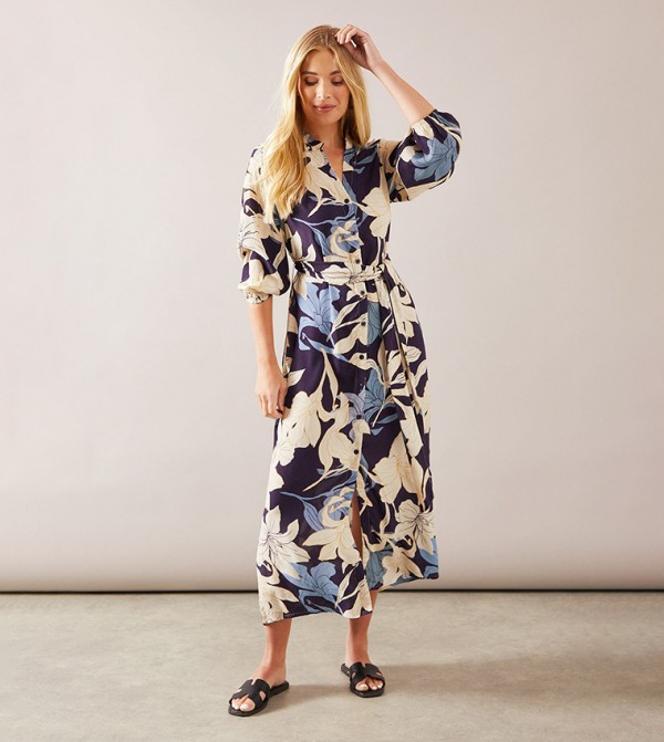 Petite Floral Printed High-Low Hem Dress