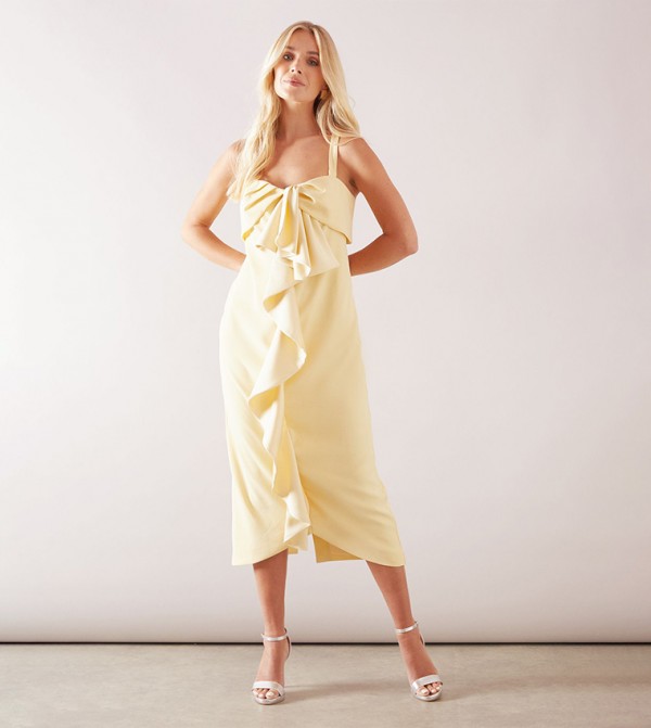 Petite Twist Ruffle Detail Midi Dress