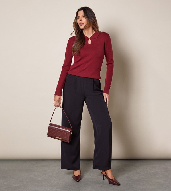 Solid Wide Leg Trousers