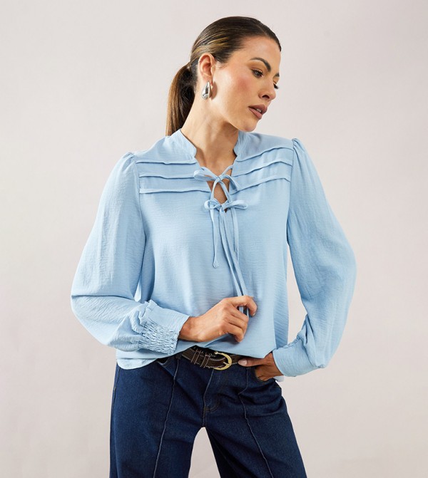 Pleated Long Sleeves Top