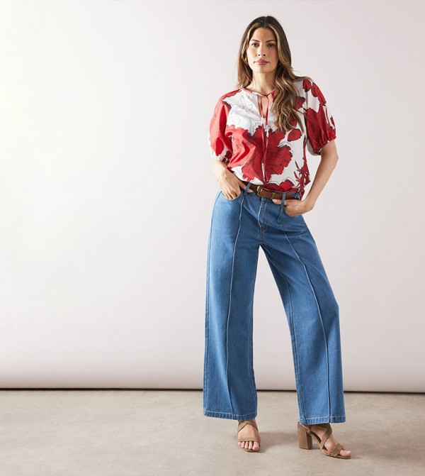 Floral Printed Puff Sleeves Top