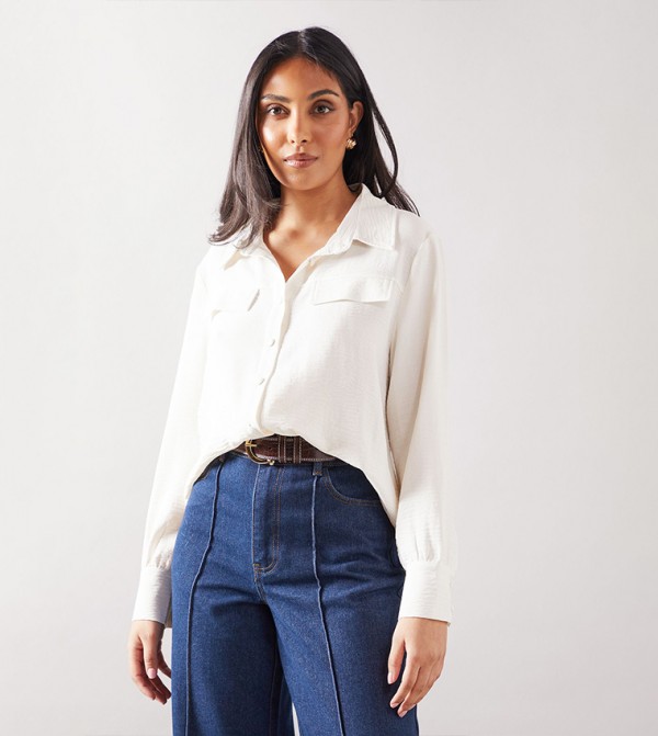 Petite Solid Long Sleeves Shirt