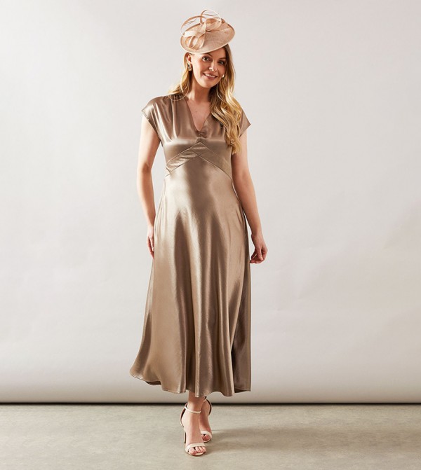 Satin Seam Detail Midaxi Dress