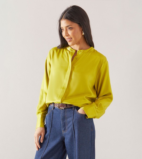 Solid Stand Collar Shirt