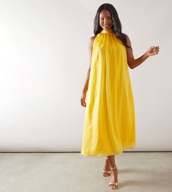 Floral Print Organza Halterneck Midaxi Dress