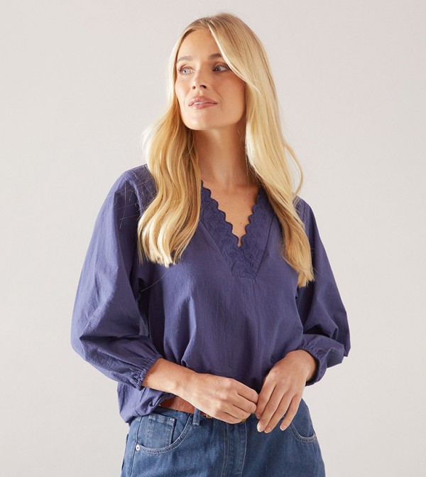 Petite Cotton Ruffle Overhead Shirt