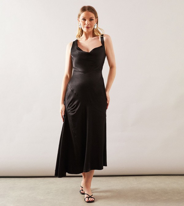 Satin Asymmetric Midaxi Dress