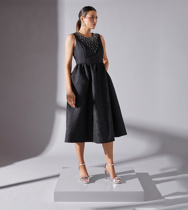 Embellished Jacquard Midaxi Dress