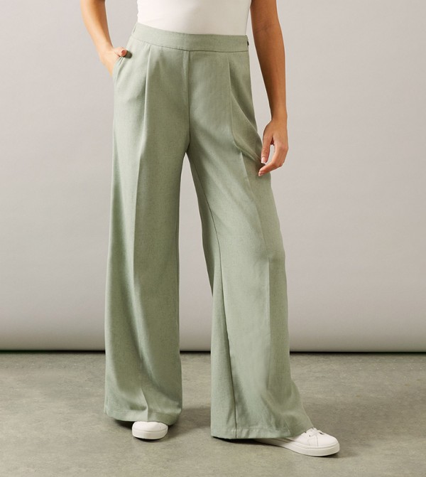 Elastic Waist Wide Leg Trousers