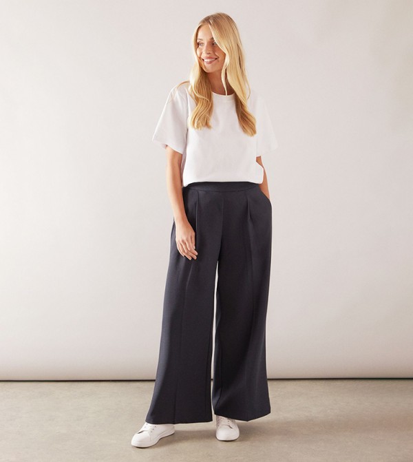 Petite Pleated Wide Leg Trousers