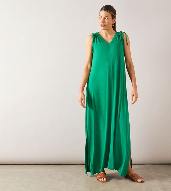 Sleeveless Viscose Jersey Maxi Swing Dress