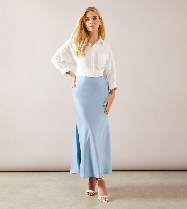 Petite Satin Bias Cut Midi Skirt