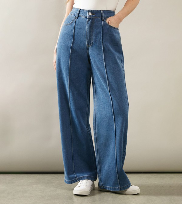 Seam Detail Wide Leg Jeans