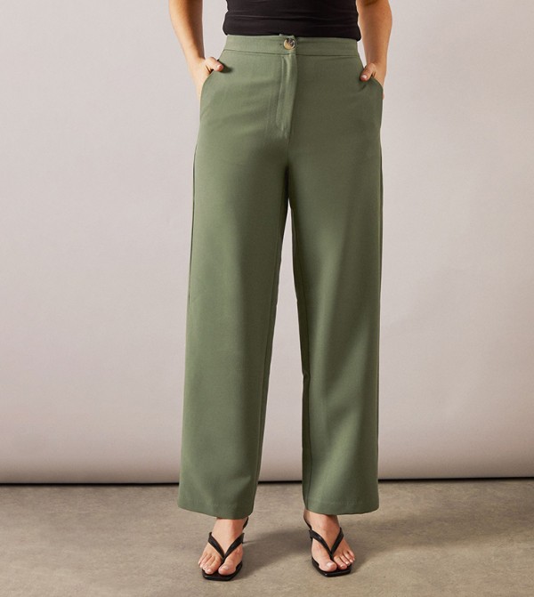 Mid Rise Button Closure Trousers