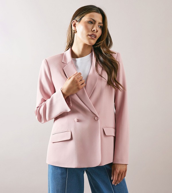 Back Detail Double Breasted Blazer