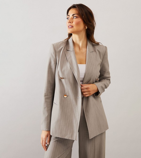 Striped Double Breasted Blazer