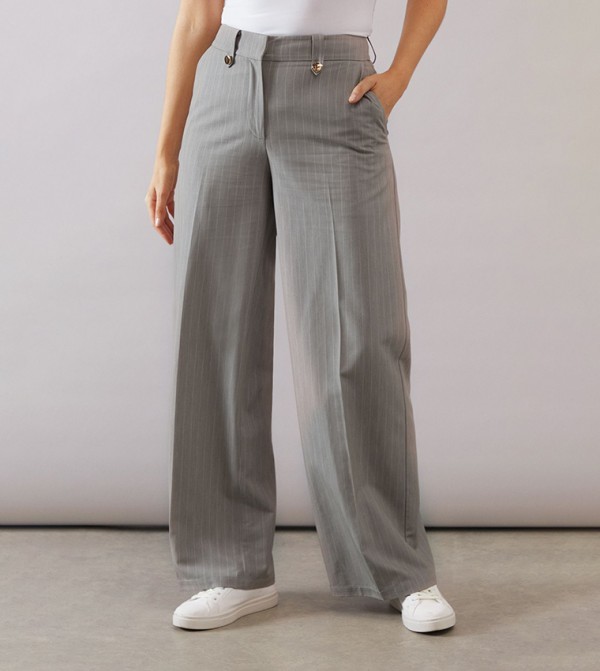 Pinstriped Wide Leg Trousers