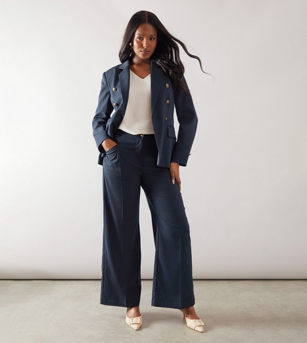 Pleated Detail Wide Leg Trousers