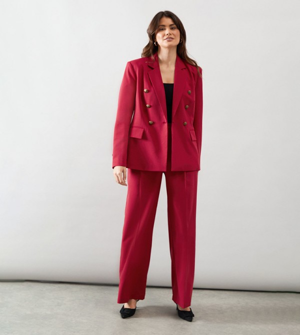 Pleated Detail Wide Leg Trousers