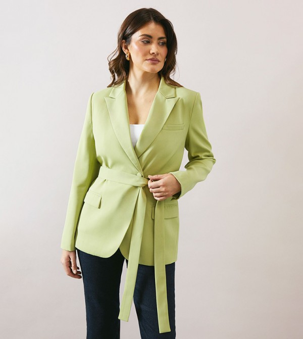Tie Waist Cross Over Blazer