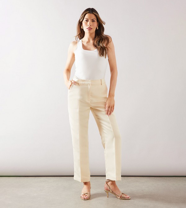 Satin Tapered Fit Crop Trousers
