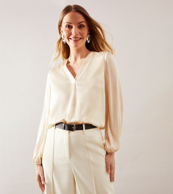 Crinkle Satin Overhead Top