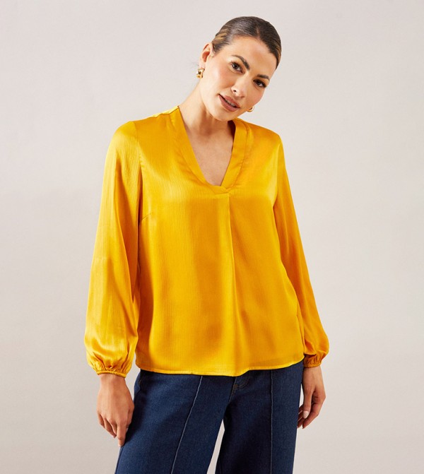 Crinkle Satin Overhead Top
