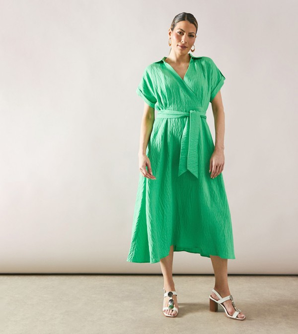 Front Tie Shirt Midi Dress