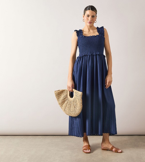 Broderie Ruffle Midi Dress