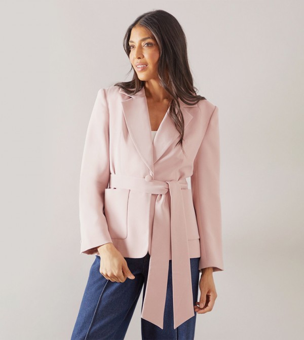 Petite Patch Pocket Belted Blazer