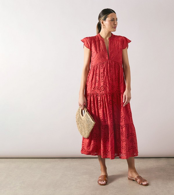 Broderie Tiered Midaxi Dress
