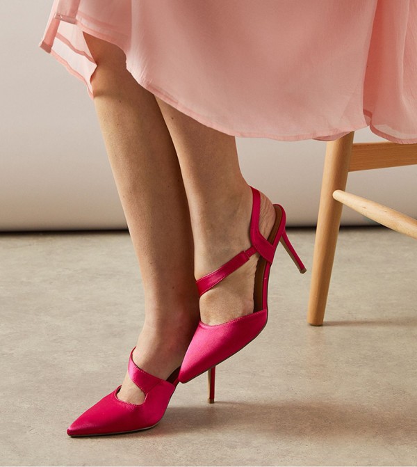 Everly Satin Asymmetric Pointed Toe Heel Pumps