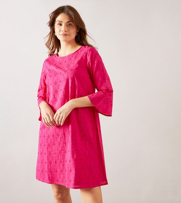 Broderie Bell Sleeves Mini Dress