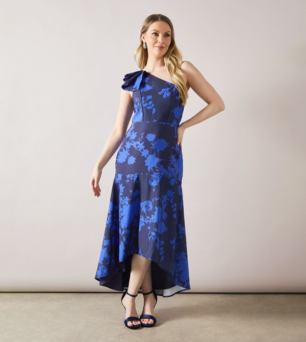 Printed Floral Ruffle Midaxi Dress
