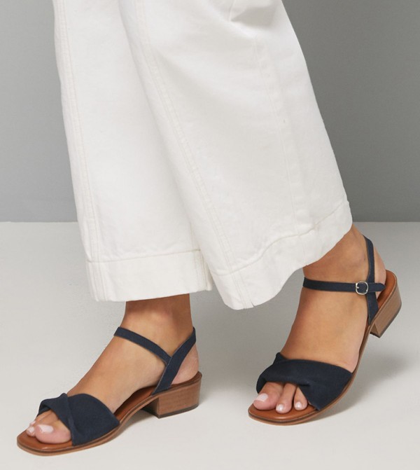 Dulcie Suede Twist Front Low Block Heel Sandals