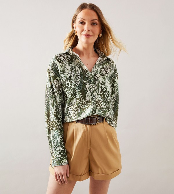 Animal Printed Long Sleeves Shirt
