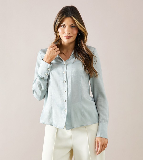 Hammered Satin Long Sleeves Shirt