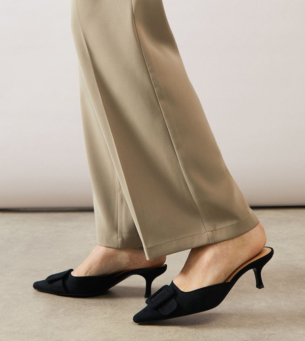 Dakota Faux Suede Buckle Detail Mule Pumps