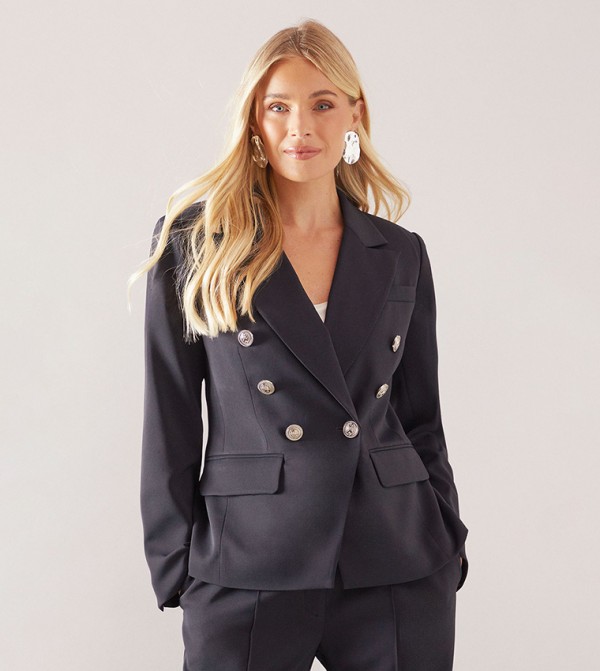 Petite Double Breasted Button Detail Blazer