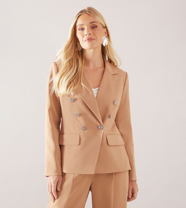 Petite Double Breasted Button Detail Blazer