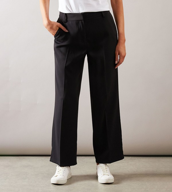 Petite High Waist Straight Fit Trousers