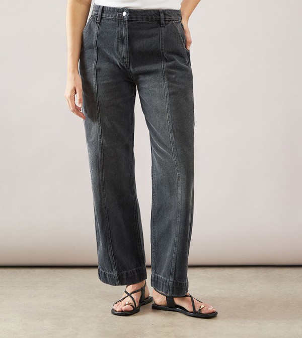 Seam Detail Wide Leg Jeans