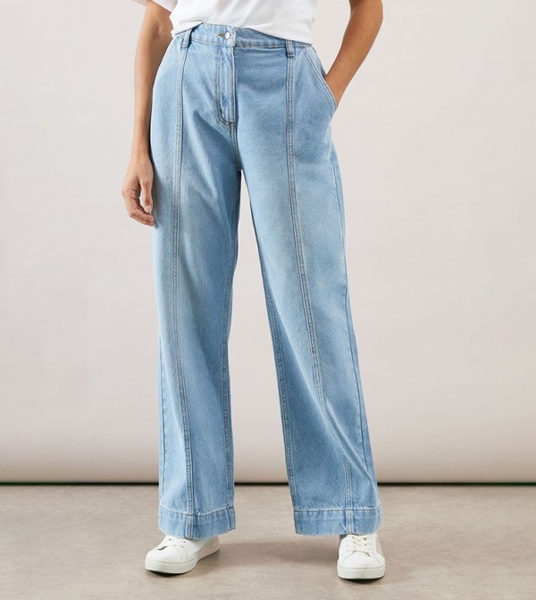 Seam Detail Straight Fit Jeans
