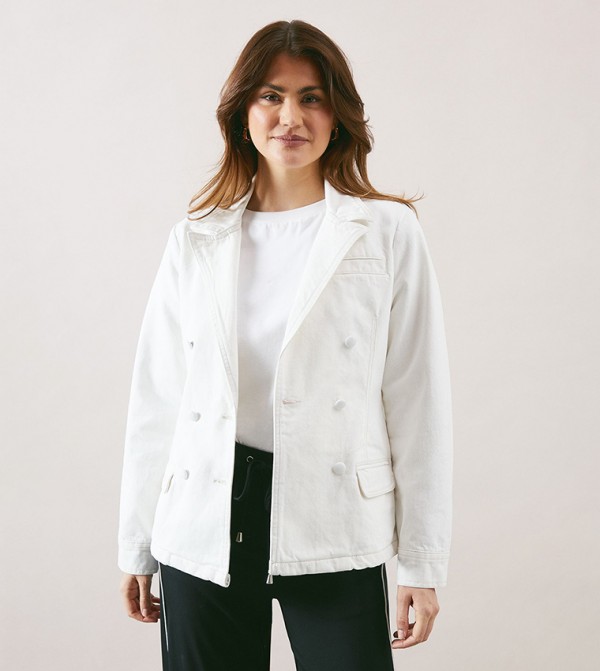 Washed Long Sleeves Denim Blazer