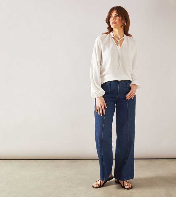 Tie Neck Long Sleeves Top