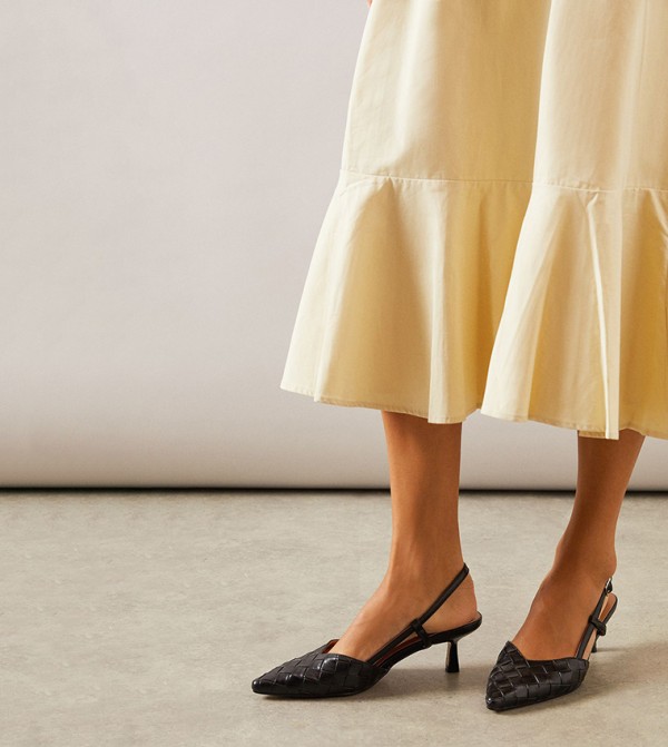 Sapphira Faux Leather Embossed Kitten Heel Slingback Pumps