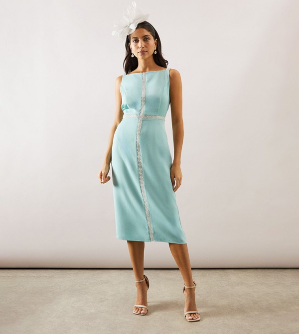 Beaded Trim Pencil Dress