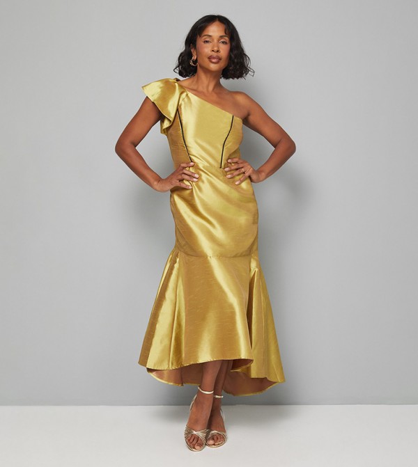 One Shoulder Ruffle Tiered Dress
