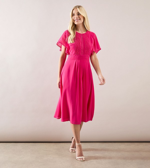 Petite Lace Trim Detail Cape Midi Dress